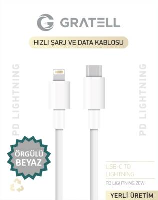 USB-C To Lightning PD 3.1 - ÖRGÜLÜ BEYAZ 1 METRE - 1