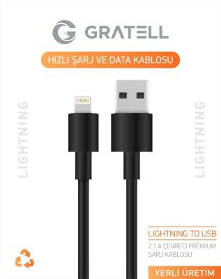 USB A TO LIGHTNING - PVC SİYAH 1 METRE - 1