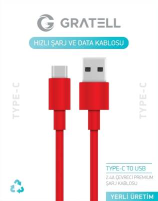 TYPE C TO USB A - ÖRGÜLÜ KIRMIZI 1 METRE - 1